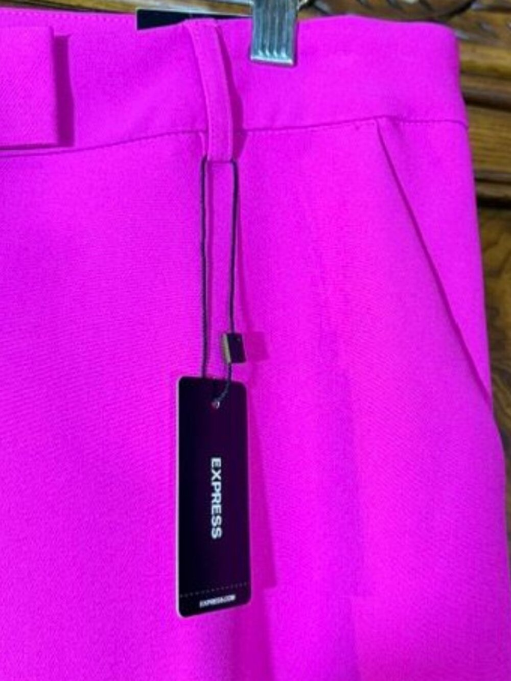 Express Editor Hot Pink Mid Rise Relaxed Stretch Trouser Sz 12 Regular - Picture 7 of 12
